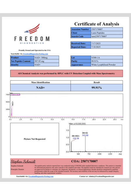 Lumi Peptides- NAD 500- N500-1A
